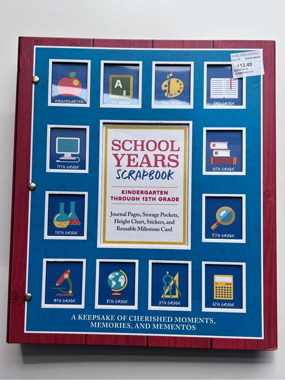 School Years Scrapbook Organizer - Blue & Red Keepsake Binder